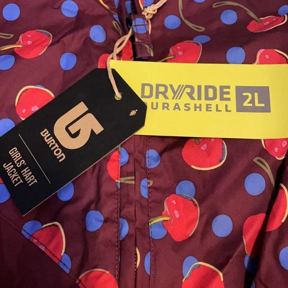 Burton Kids Puffer Jacket - Blue and Red Cherry Design